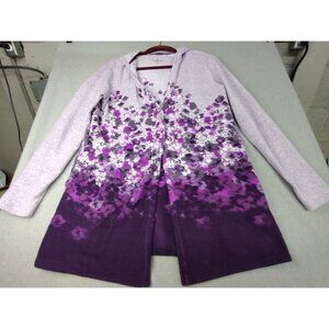 Cuddl Duds Women's Purple Floral Long Sleeve Hooded Cardigan Jacket Small USED